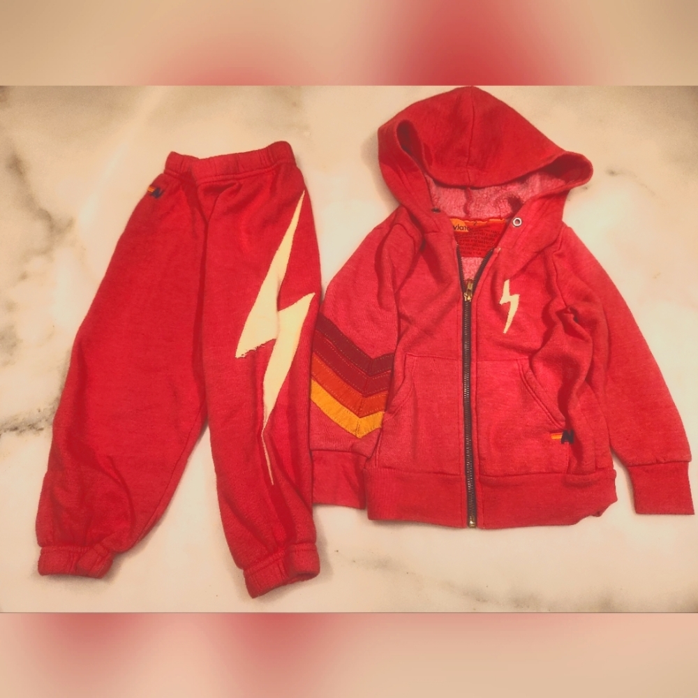 Aviator Nation kids Bolt set 2T rare neon pink